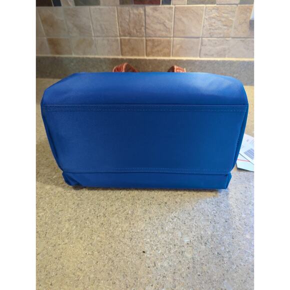 Samantha Brown Insulated Lunch Tote Blue Faux Croc Trim Bento Storage 8x12x7 NWT - Picture 9 of 9